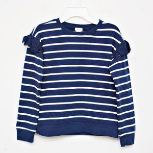 J Crew Factory Crewcuts Girl's Striped Ruffle Long Sleeves T-Shirt